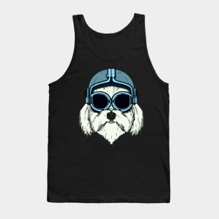 Maltese Dog Pilot Dog Owner Retro Funny Dog Tank Top